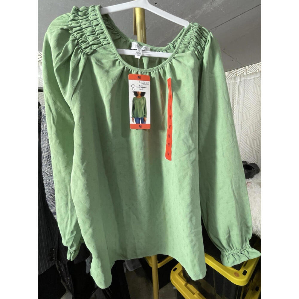 NWT Jessica Simpson Women's Textured Blouse, Green Size M